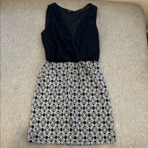 Guess Black and White Geometric Mini Dress
